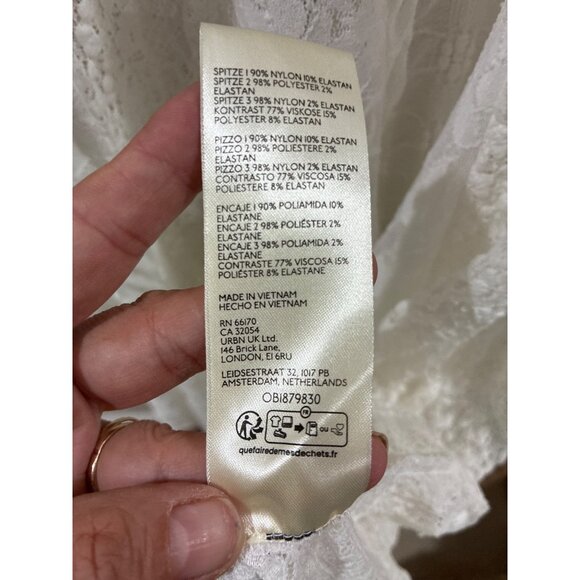 Free People Dress Cypress Bohemian Lace Maxi Ivory white size small No Slip - Picture 10 of 11